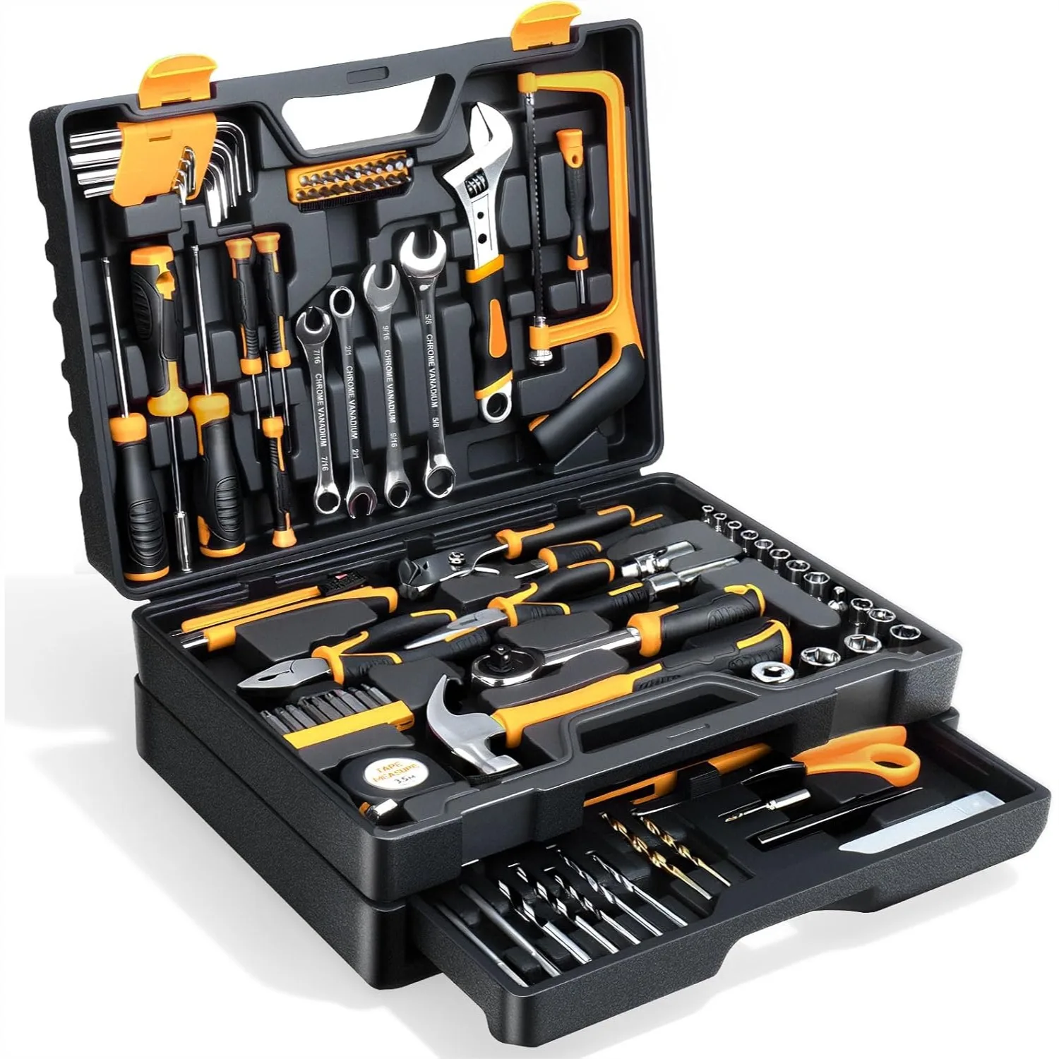 412 Piece Tool Set for Home Repair, Auto Kit with Double-Decker Toolbox Storage, Portable Handyman Tools for Women & Men
412 Piece Tool Set for Home Repair, Auto Kit with Double-Decker Toolbox Storage, Portable Handyman Tools for Women & Men