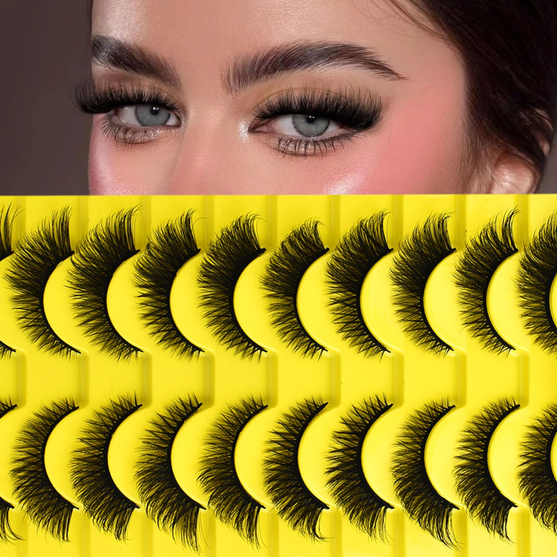 10 pairs of 3D false eyelashes - anti allergic, full cat eye style, can enhance eye length
10 pairs of 3D false eyelashes - anti allergic, full cat eye style, can enhance eye length