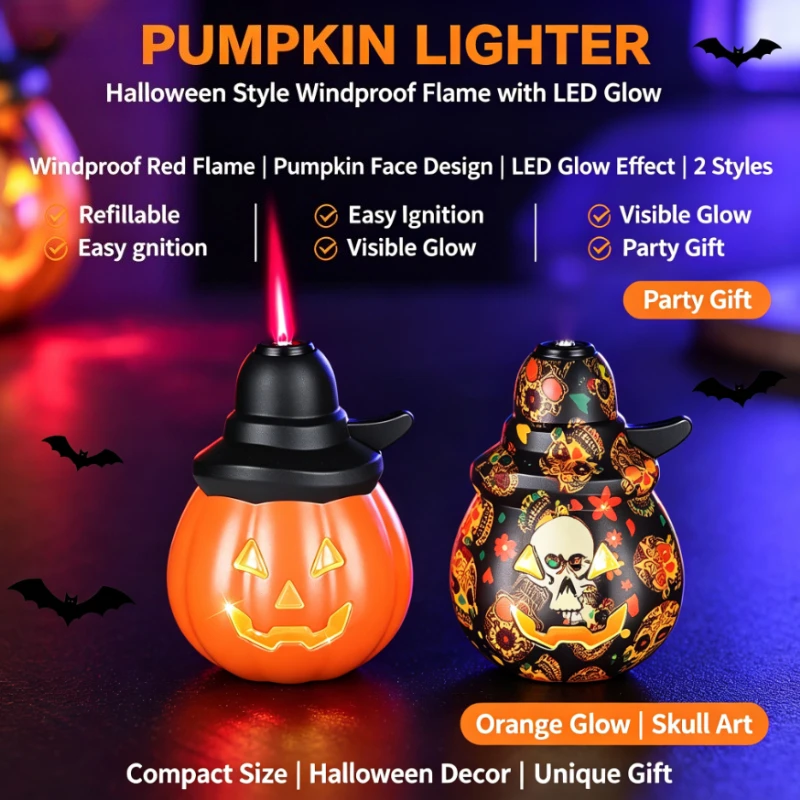 New Halloween Pumpkin Pink Flame Torch Lighter Windproof Butane Refillable Funny Party Decor Novelty Holiday Gift Tool
New Halloween Pumpkin Pink Flame Torch Lighter Windproof Butane Refillable Funny Party Decor Novelty Holiday Gift Tool