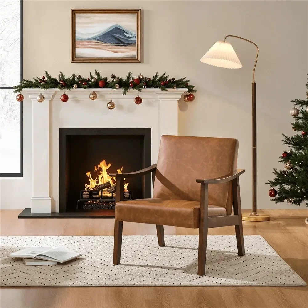 Sillas Para Comedor Chairs1PC MidCentury Modern Brown Faux Leather Armchair Solid Wood Legs Accent Chair With 5.5 Thick Foam Spr
Sillas Para Comedor Chairs1PC MidCentury Modern Brown Faux Leather Armchair Solid Wood Legs Accent Chair With 5.5 Thick Foam Spr
