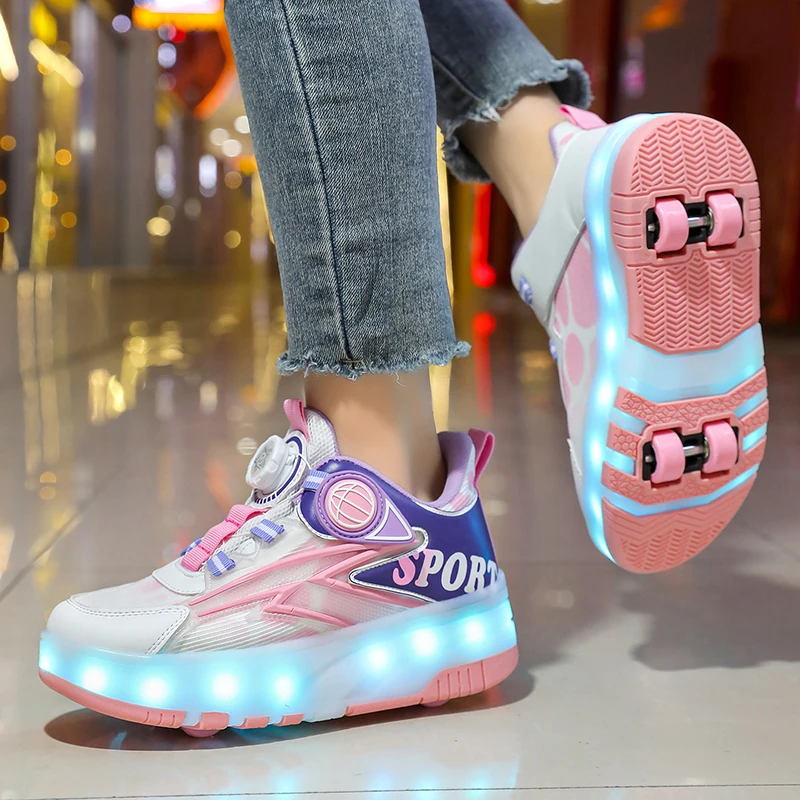 Girls' roller skates, sports shoes with pulleys, informal roller skates for outdoor sports and walking shoes for school students
Girls' roller skates, sports shoes with pulleys, informal roller skates for outdoor sports and walking shoes for school students