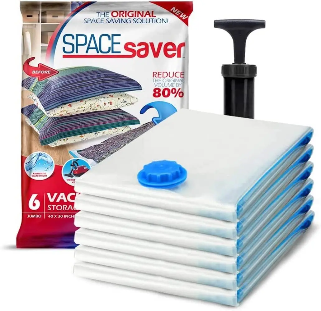 6-Pack Jumbo Vacuum Storage Bags with Hand Pump – Space Saver for Bedding, Travel & Organization
6-Pack Jumbo Vacuum Storage Bags with Hand Pump – Space Saver for Bedding, Travel & Organization