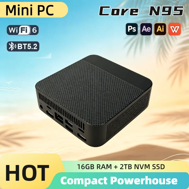 Intel N95 Mini Desktop Computer 16GB DDR4 512GB NVMe SSD Triple 4K WiFi6 BT5.2 Silent Cooling Home Office Fast Pro Max
Intel N95 Mini Desktop Computer 16GB DDR4 512GB NVMe SSD Triple 4K WiFi6 BT5.2 Silent Cooling Home Office Fast Pro Max
