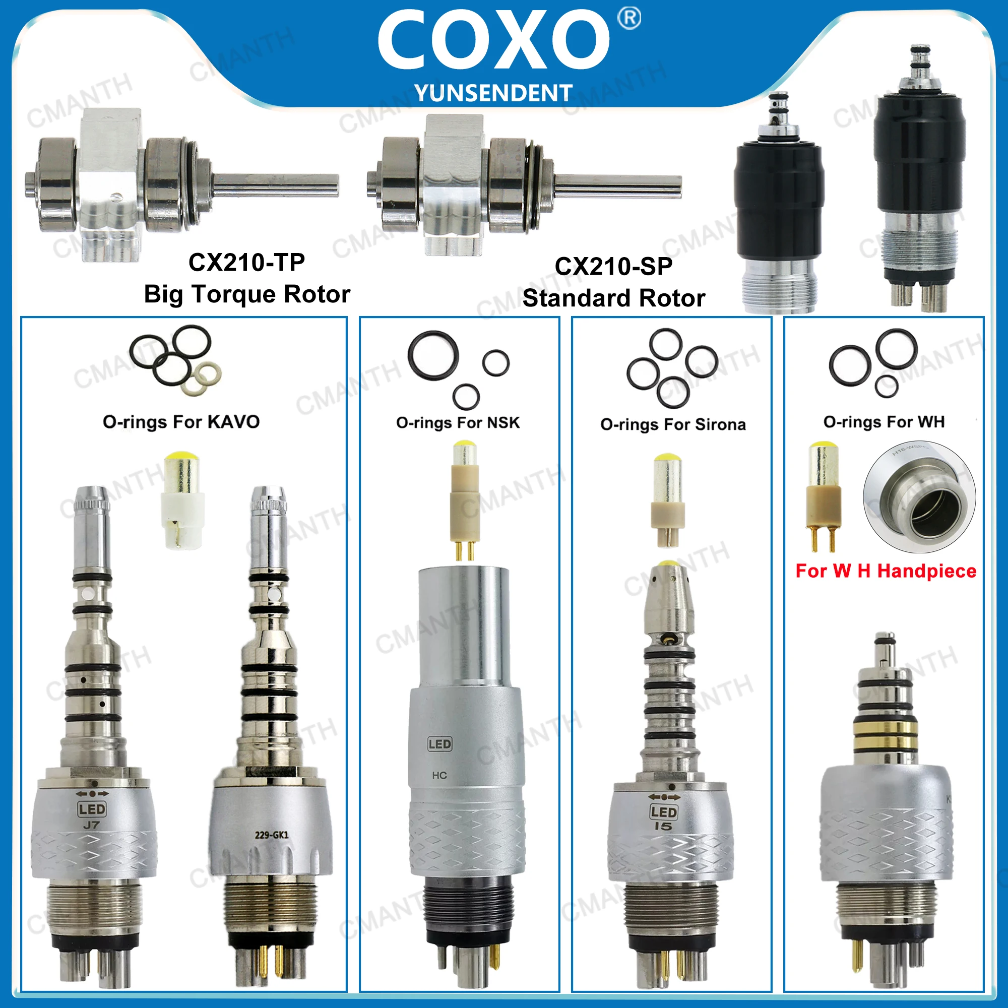 COXO Dental Accessories Turbine Cartridge Rotor 6 Pin Coupler Led Bulb O-rings For KAVO NSK Fiber Optic High Speed Handpiece
COXO Dental Accessories Turbine Cartridge Rotor 6 Pin Coupler Led Bulb O-rings For KAVO NSK Fiber Optic High Speed Handpiece