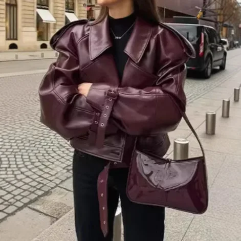 Vintage Solid-colored Zipper Women's PU Leather Jacket, Fashionable Long-sleeve Pocket Short Loose Jacket for Autumn and Winter
Vintage Solid-colored Zipper Women's PU Leather Jacket, Fashionable Long-sleeve Pocket Short Loose Jacket for Autumn and Winter