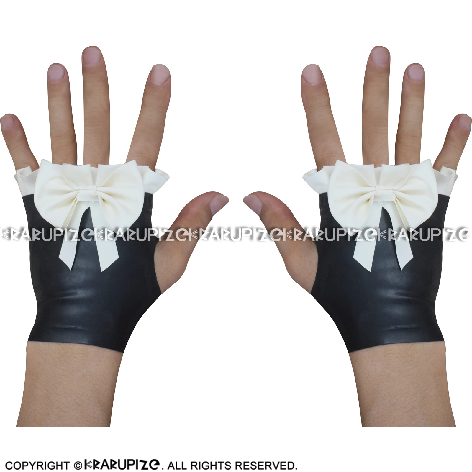 Black And White Sexy Short Latex Gloves With Ruffles And Bows Rubber Mittens Mini Gauntlets ST-0097
Black And White Sexy Short Latex Gloves With Ruffles And Bows Rubber Mittens Mini Gauntlets ST-0097