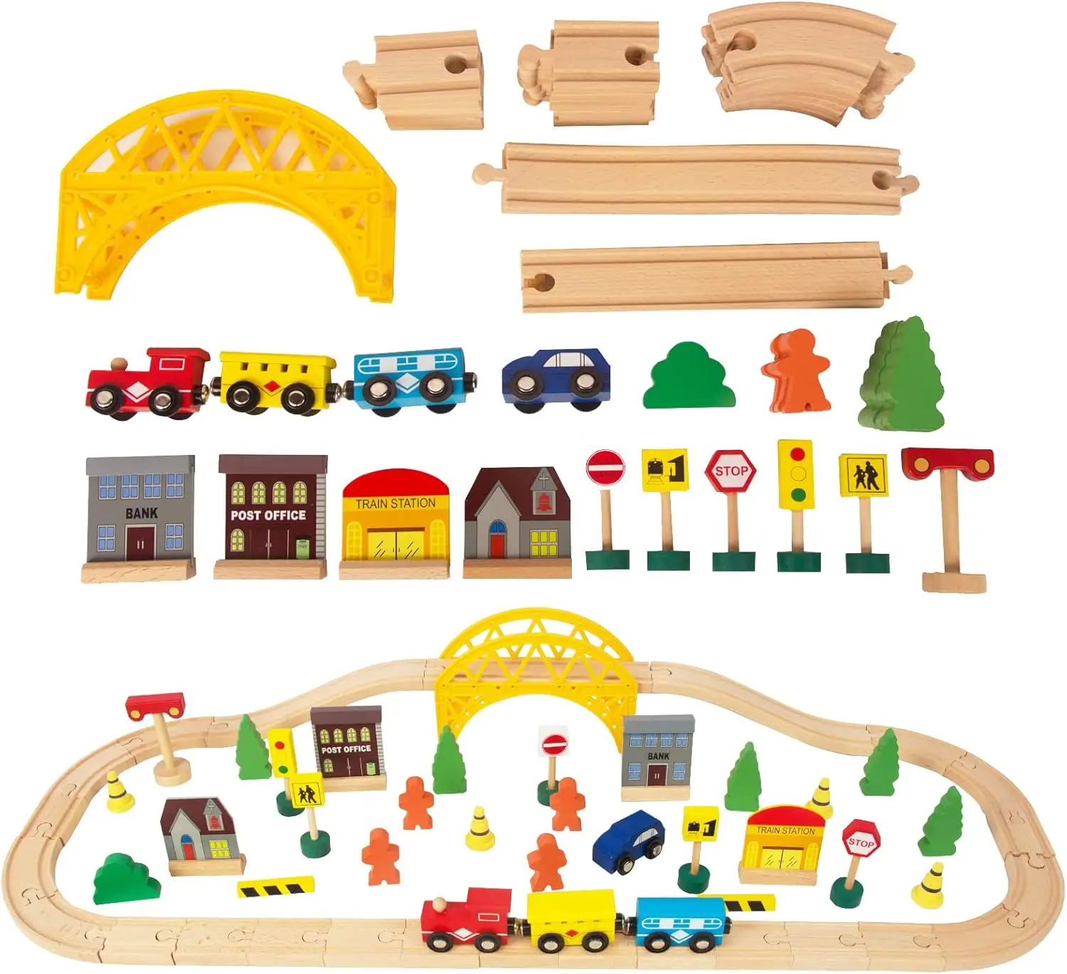 60Pcs Double-Side Wooden Train Set for 3-5 Year Old Boys Girls, Compatible with Major Brands
60Pcs Double-Side Wooden Train Set for 3-5 Year Old Boys Girls, Compatible with Major Brands