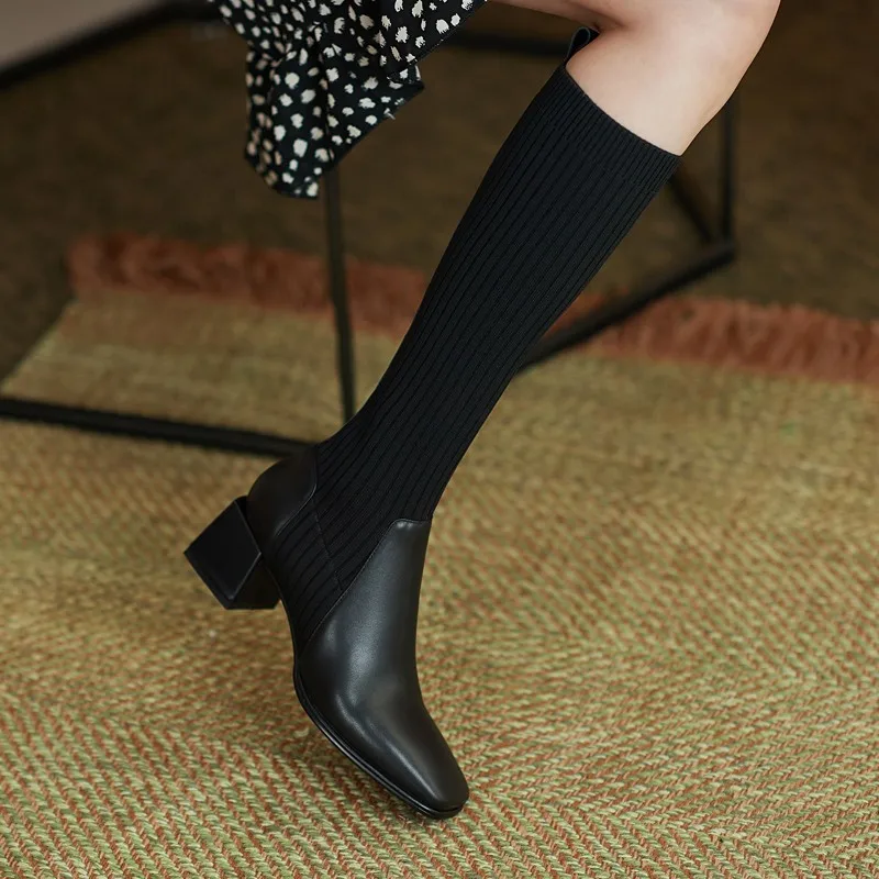 New Women Socks Boots Elastic Thin Boots Retro Women Autumn Winter Thick Heel Heel Knitting Tube But Knee Boots Women Shoes
New Women Socks Boots Elastic Thin Boots Retro Women Autumn Winter Thick Heel Heel Knitting Tube But Knee Boots Women Shoes