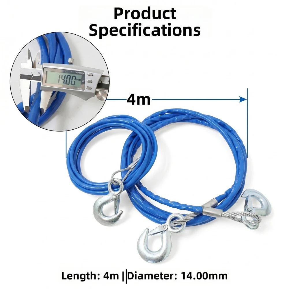 Tow-Rope Duty 16 Ft Tow Cable-Set With Hooks Car Trailer Steel Wire Rope Heavy-duty Tow For Auto Transport
Tow-Rope Duty 16 Ft Tow Cable-Set With Hooks Car Trailer Steel Wire Rope Heavy-duty Tow For Auto Transport