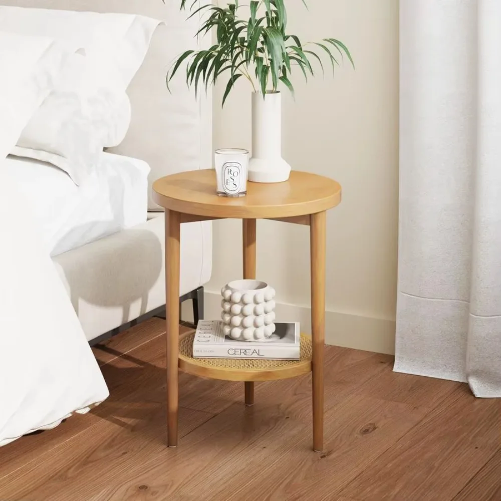 James Sonia Boho Round Accent End Table, Natural Sofa Side Table in Light Wood with Rattan Storage Shelf for Living Room, Bedro
James Sonia Boho Round Accent End Table, Natural Sofa Side Table in Light Wood with Rattan Storage Shelf for Living Room, Bedro