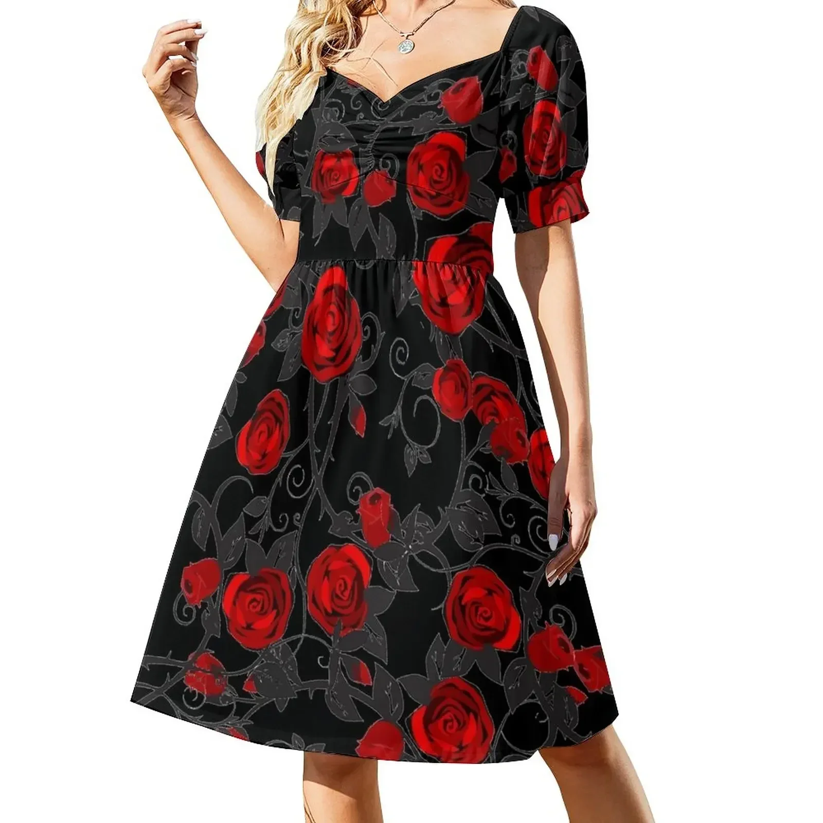 Black with red roses Short-Sleeved Dress Long dresses Bridesmaid dress woman luxury woman evening dress
Black with red roses Short-Sleeved Dress Long dresses Bridesmaid dress woman luxury woman evening dress