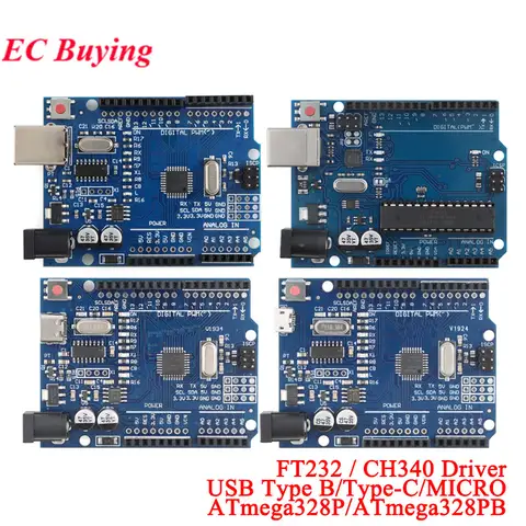 R3 Development Board ATmega328P/ATmega328PB ATmega328 328 MCU FT232 CH340G Driver Module USB Type B/Type-C/MICRO For Arduino