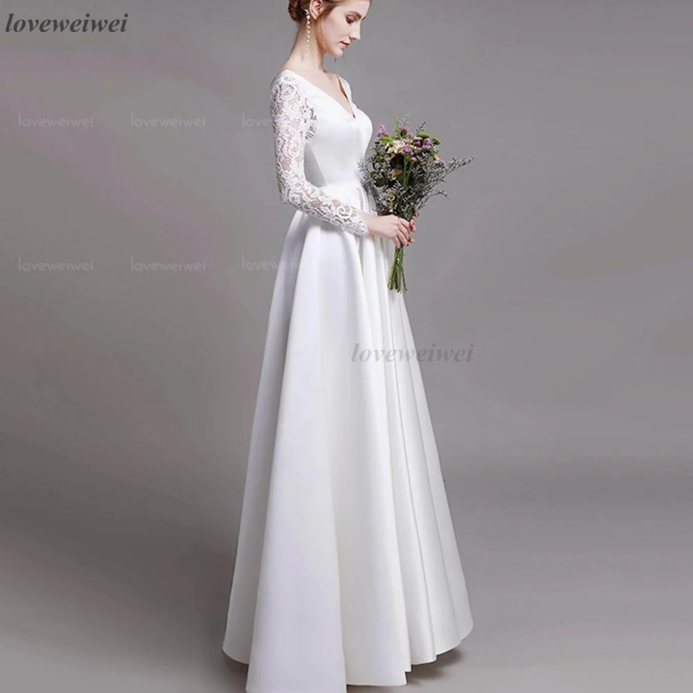 V Neck Bridal Long Sleeve Customized A Line Elegant Wedding Dresses Lace Floor Length Bride Dress Vestido De Novia
V Neck Bridal Long Sleeve Customized A Line Elegant Wedding Dresses Lace Floor Length Bride Dress Vestido De Novia