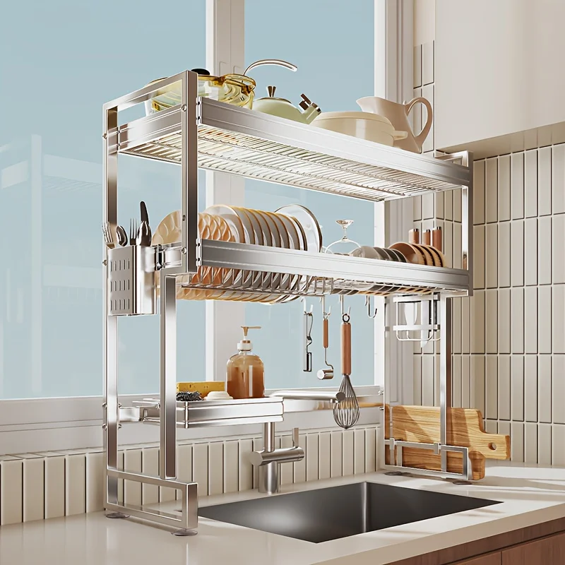2-Tier Dish Rack for 304 Stainless Steel Sinks, Large Kitchen Countertop Dish Rack, Ideal for Draining, Drying, and Storing
2-Tier Dish Rack for 304 Stainless Steel Sinks, Large Kitchen Countertop Dish Rack, Ideal for Draining, Drying, and Storing