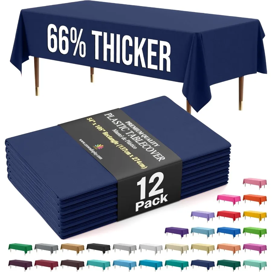 66 Thicker Premium Plastic Table Cloth Rectangle Table Cover 0.5 Mil 12 Pack Navy Blue Table Cloth 54 Inch x 108 Inch Disposabl
66 Thicker Premium Plastic Table Cloth Rectangle Table Cover 0.5 Mil 12 Pack Navy Blue Table Cloth 54 Inch x 108 Inch Disposabl