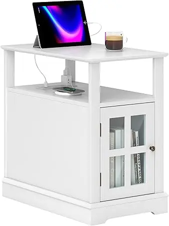 End Table with Charging Station, Narrow Side Table with USB Ports and Outlets, Small Table with Hidden Storage and Open Shel or
End Table with Charging Station, Narrow Side Table with USB Ports and Outlets, Small Table with Hidden Storage and Open Shel or