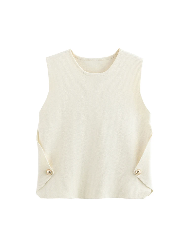 Willshela Women Fashion Beige Side Button Knitted Pullover Vest Vintage O-Neck Sleeveless Female Chic Lady Tank Tops
Willshela Women Fashion Beige Side Button Knitted Pullover Vest Vintage O-Neck Sleeveless Female Chic Lady Tank Tops