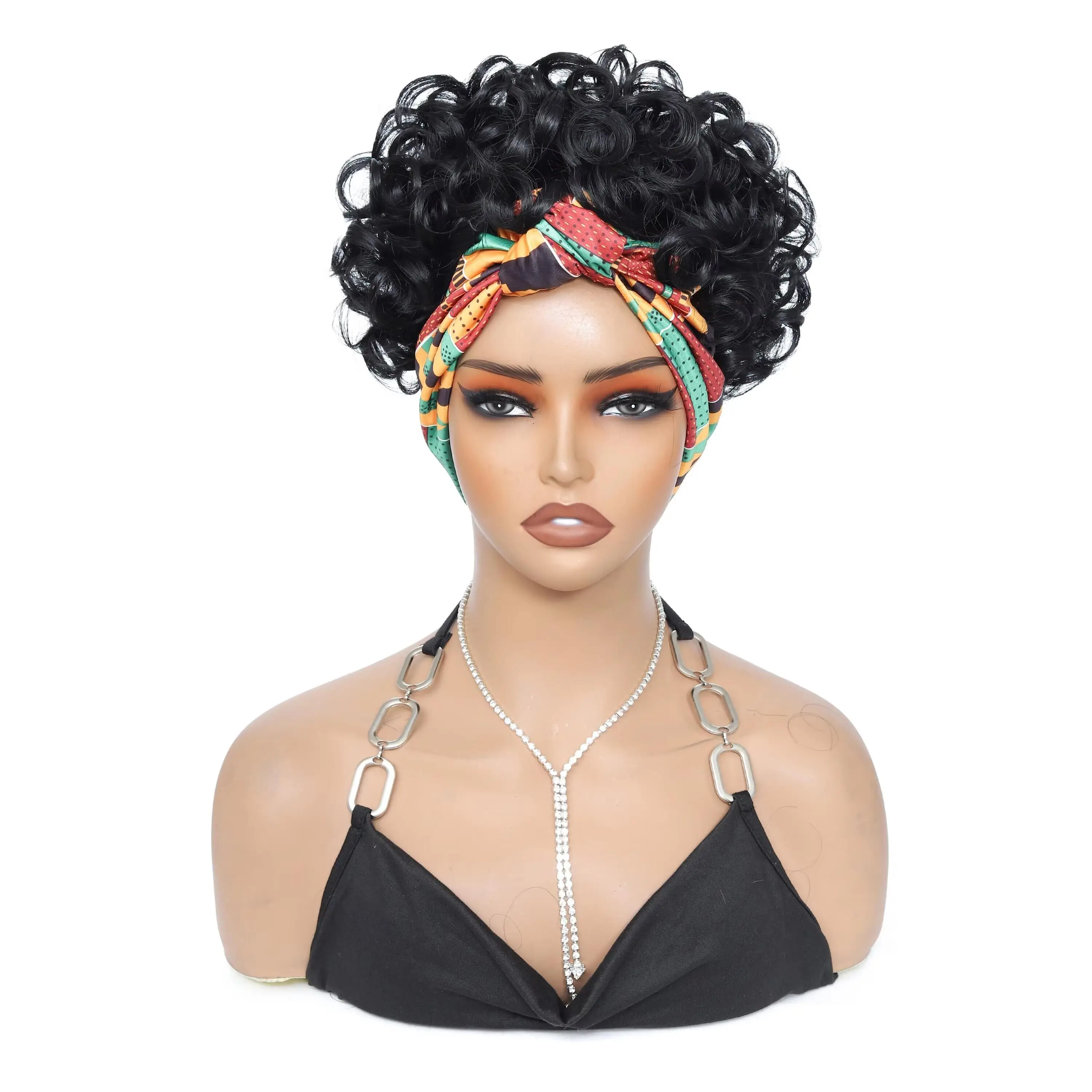women's curly wig, made with African short ribbons and curly ribbons, black synthetic wig without curly bangs
women's curly wig, made with African short ribbons and curly ribbons, black synthetic wig without curly bangs