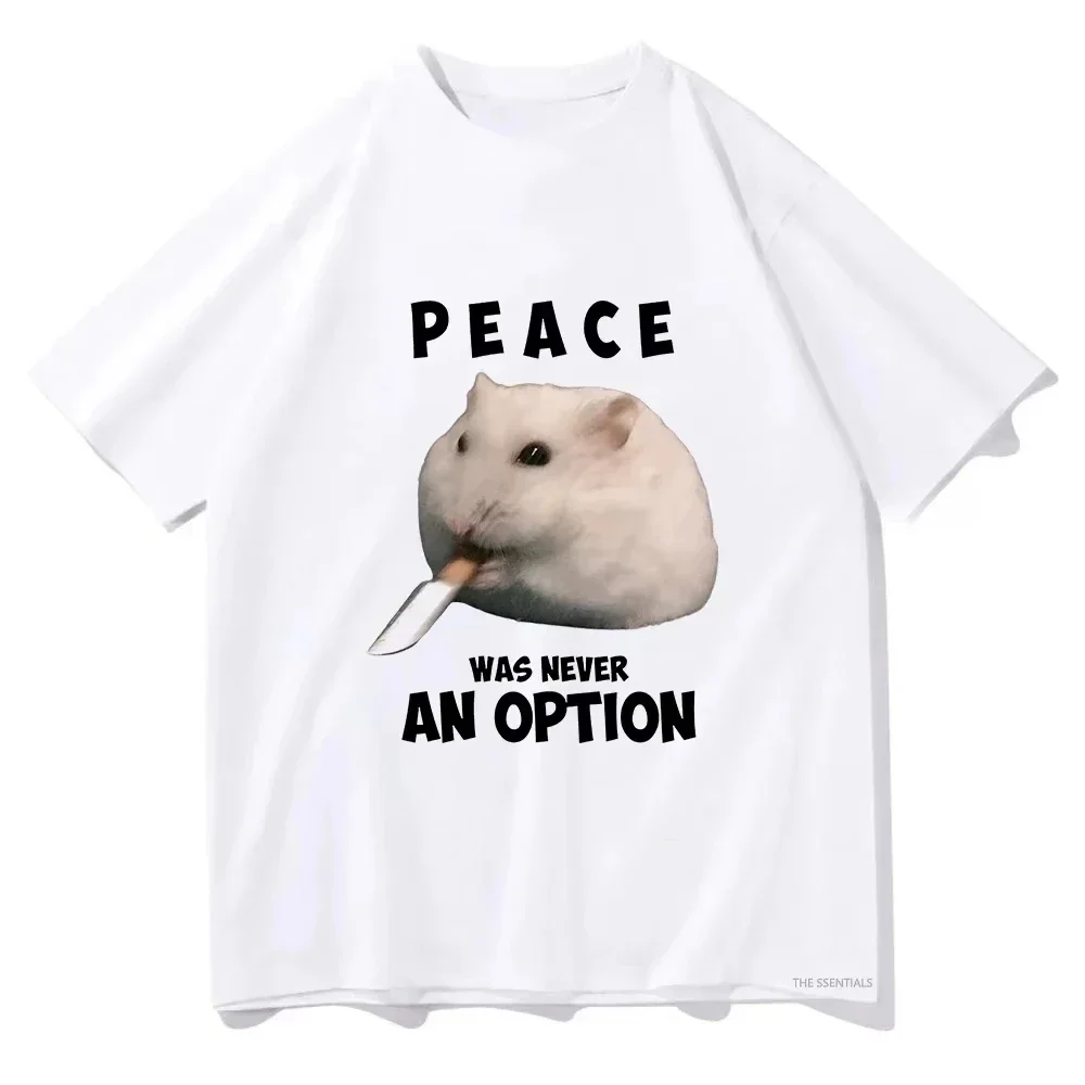Peace Was Never An Option Hamster T Shirts Men_Women Clothing Harajuku Aesthetic Tshirt Unisex Streetwear Casual Sports Top
Peace Was Never An Option Hamster T Shirts Men_Women Clothing Harajuku Aesthetic Tshirt Unisex Streetwear Casual Sports Top