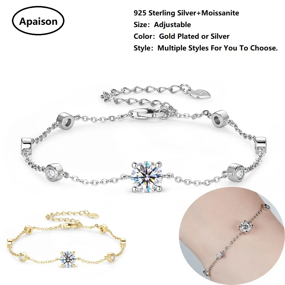 Apaison Sparkling Moissanite Tennis Bracelet 925 Sterling Silver Chain Bracelets For Women Anniversary Party Jewelry Gift
Apaison Sparkling Moissanite Tennis Bracelet 925 Sterling Silver Chain Bracelets For Women Anniversary Party Jewelry Gift