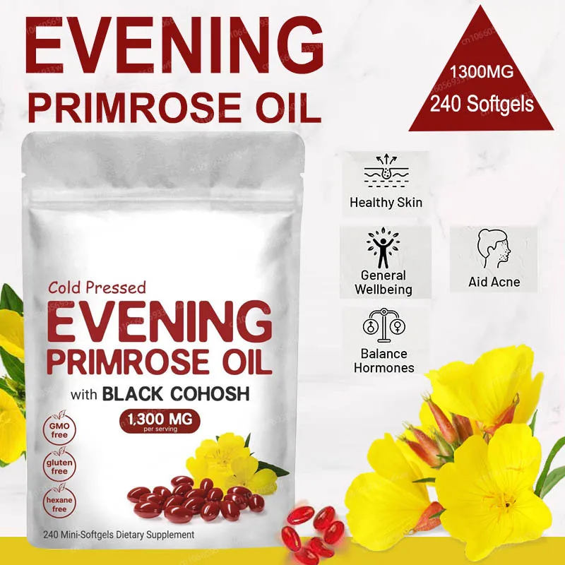 Evening Primrose Oil 1300 mg 240 Softgels Promotes Healthy Skin & Cardiovascular Health - Nutritional Support for Women
Evening Primrose Oil 1300 mg 240 Softgels Promotes Healthy Skin & Cardiovascular Health - Nutritional Support for Women