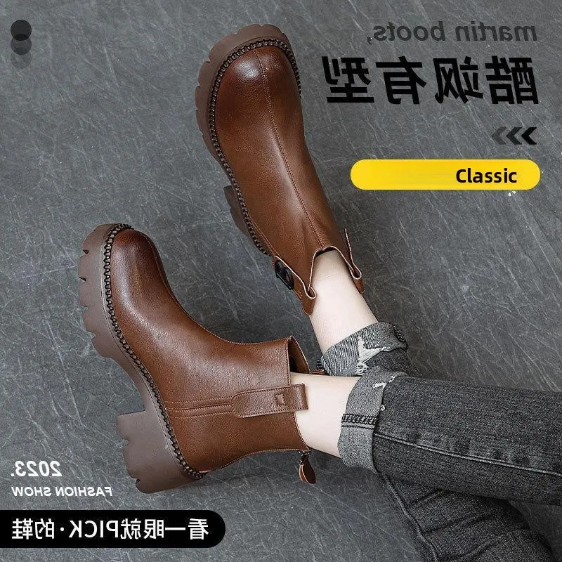 Genuine Leather Boots Thick Bottom Chelsea Knight Large Size Brown Fleece High Heel Fashionable Winter Low Cut Boots
Genuine Leather Boots Thick Bottom Chelsea Knight Large Size Brown Fleece High Heel Fashionable Winter Low Cut Boots