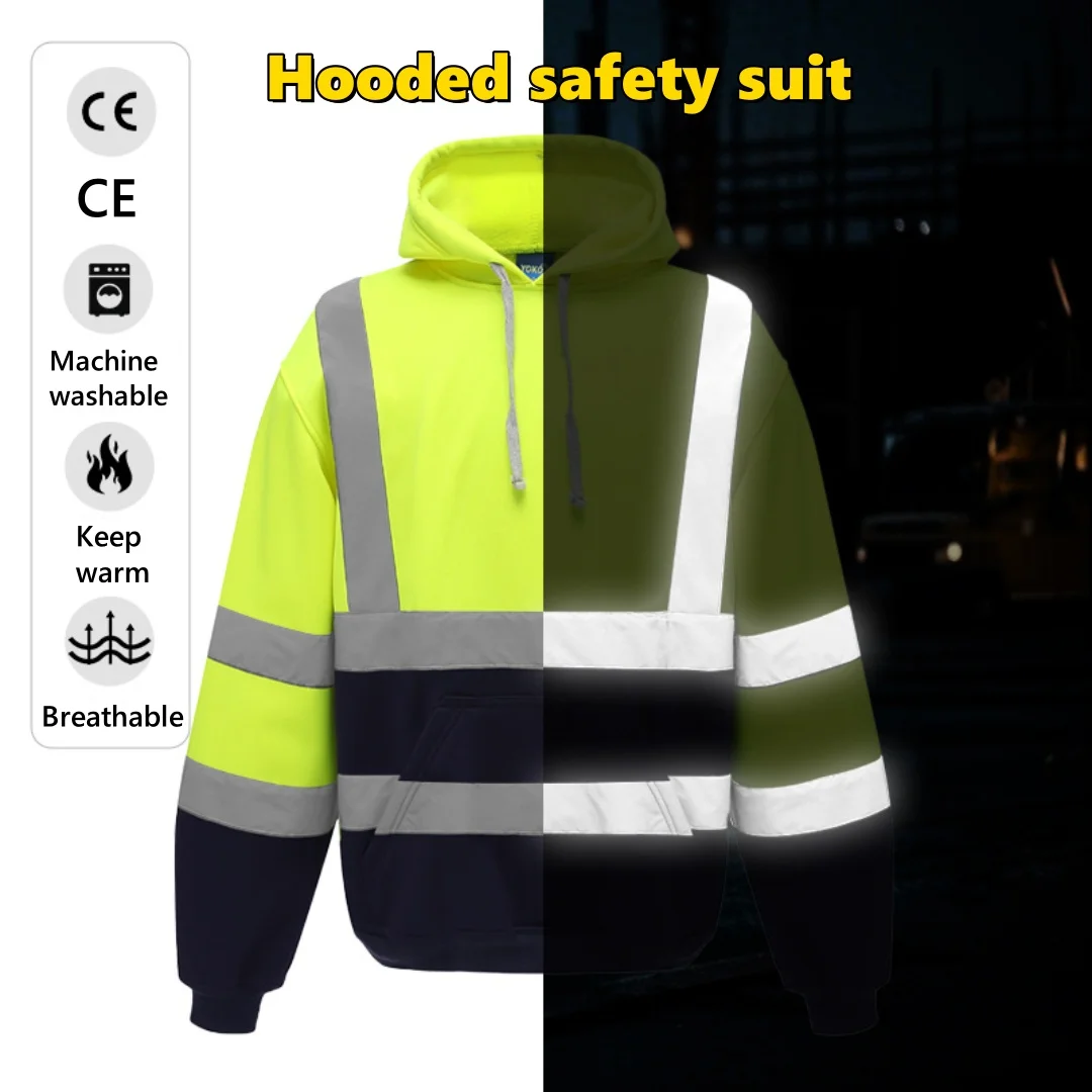 Warm Hooded Reflective Sweatshirt Outdoor Construction Site Engineering Pullover High Visibility Traffic Warning Clothing
Warm Hooded Reflective Sweatshirt Outdoor Construction Site Engineering Pullover High Visibility Traffic Warning Clothing
