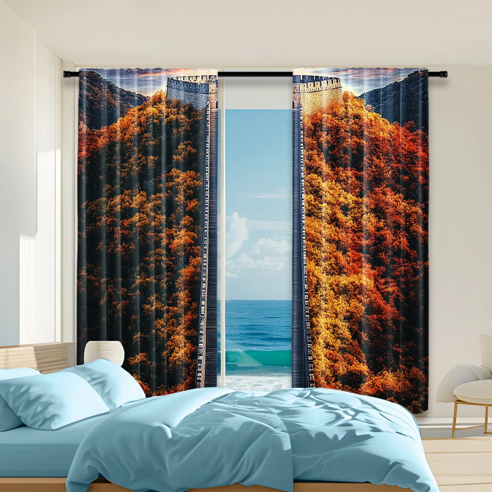2Pcs Autumn Great Wall Print Window Curtains Classic Style Design For Privacy Protection Rod Pocket Polyester Material Drapes
2Pcs Autumn Great Wall Print Window Curtains Classic Style Design For Privacy Protection Rod Pocket Polyester Material Drapes