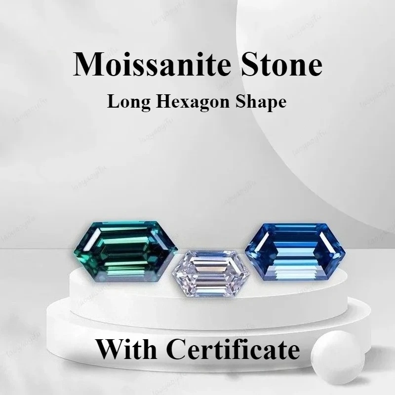 Moissanite Stone Long Hexagon Shape Special Cut Multiple Color Lab Grown Gemstone for DIY Charms Jewelry Making with Certificate
Moissanite Stone Long Hexagon Shape Special Cut Multiple Color Lab Grown Gemstone for DIY Charms Jewelry Making with Certificate