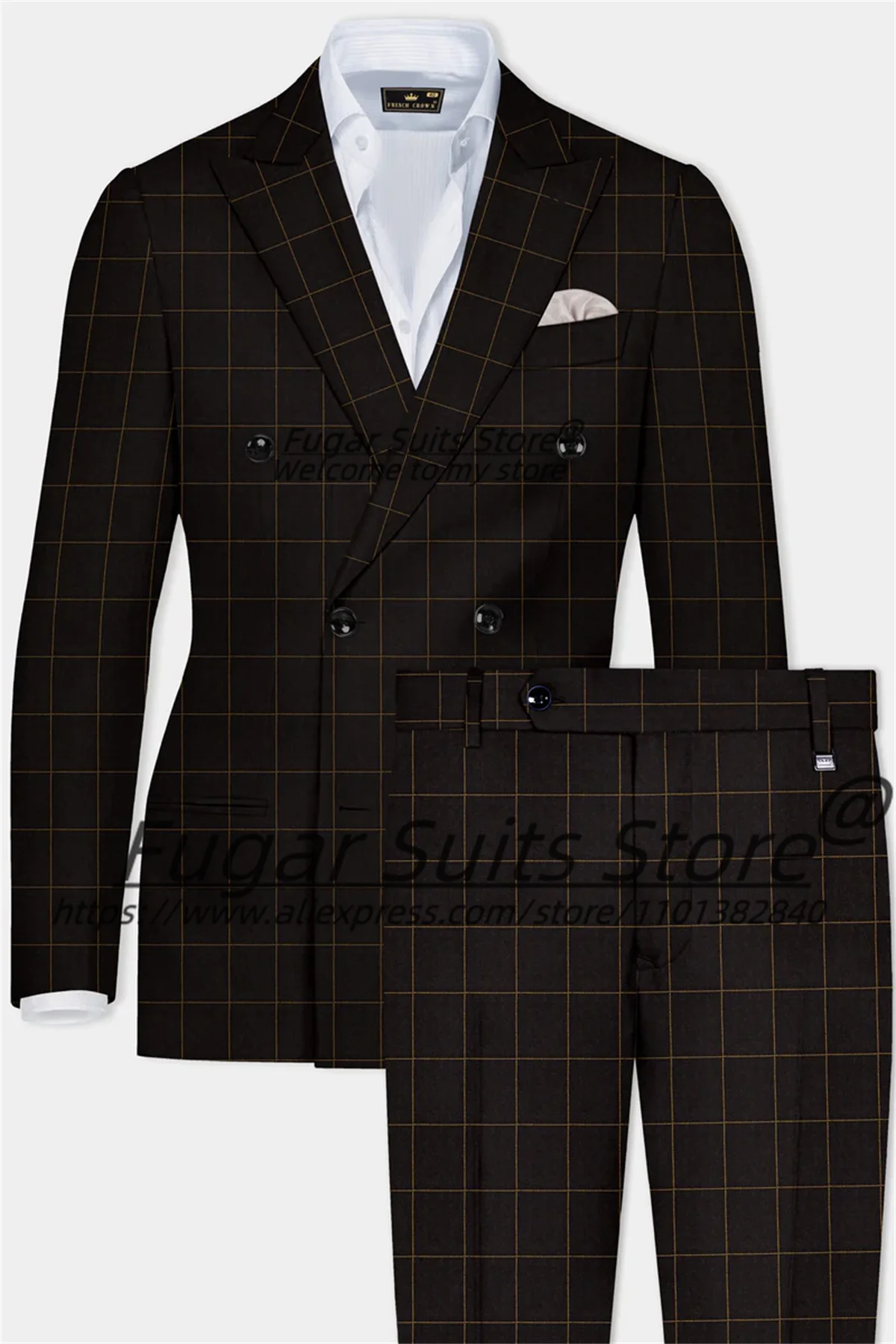 Business Black Plaid banquet Men Suits Customized Slim Fit Double Breasted Groom Wedding Tuxedos 2 Pcs Sets Classic Ropa Hombre
Business Black Plaid banquet Men Suits Customized Slim Fit Double Breasted Groom Wedding Tuxedos 2 Pcs Sets Classic Ropa Hombre