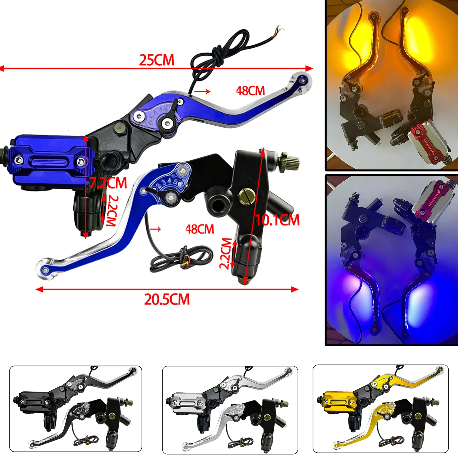 22mm Universal Motorcycle Brake Lever With LED Master Cylinder Lever Cable Clutch Reservoir For Scooter Sport Dirt Bike
22mm Universal Motorcycle Brake Lever With LED Master Cylinder Lever Cable Clutch Reservoir For Scooter Sport Dirt Bike