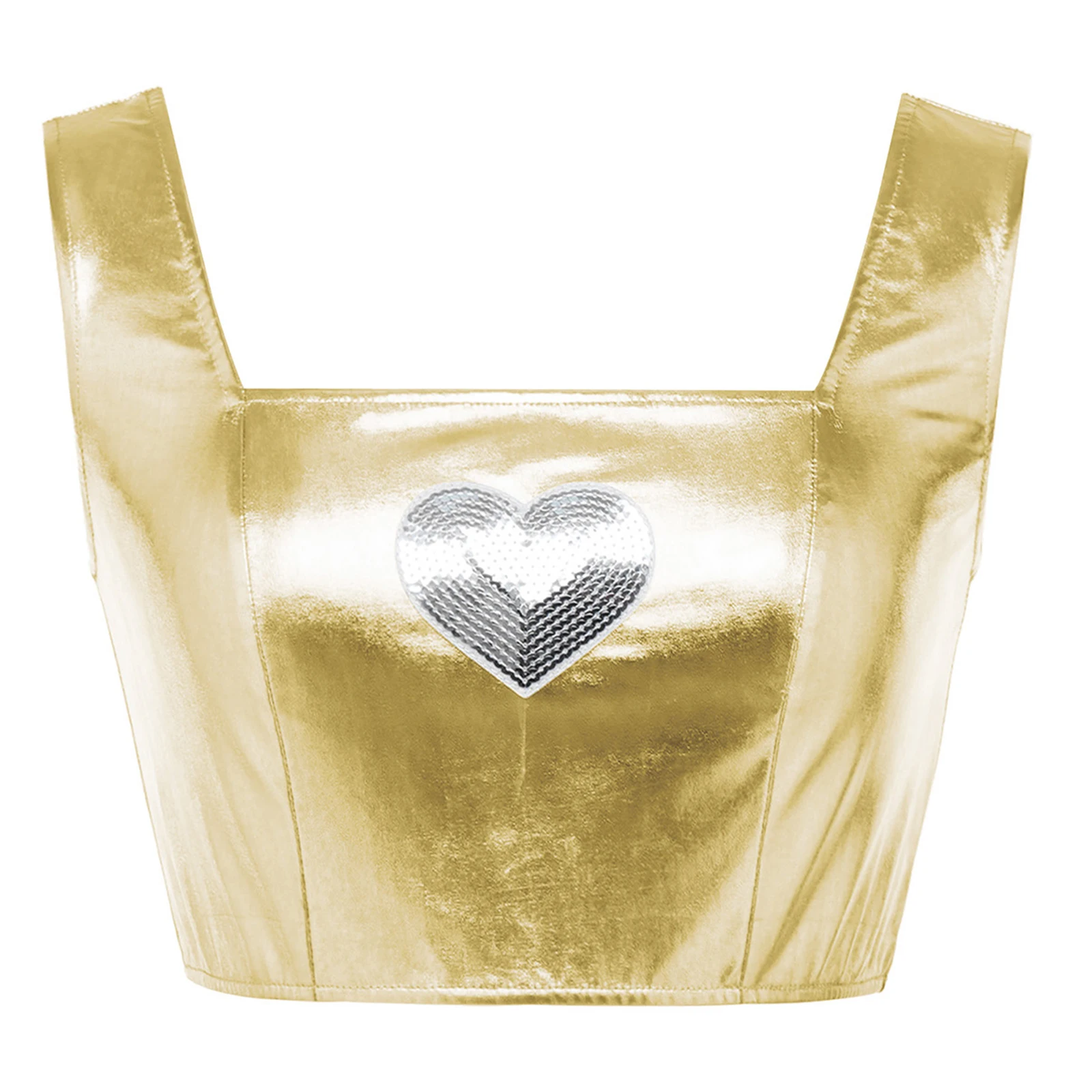 Womens Metallic Shiny Holographic Camisole Crop Top Sequined Square Neck Crop Top Tank Vest Jazz Dance Party Costume Clubwear
Womens Metallic Shiny Holographic Camisole Crop Top Sequined Square Neck Crop Top Tank Vest Jazz Dance Party Costume Clubwear