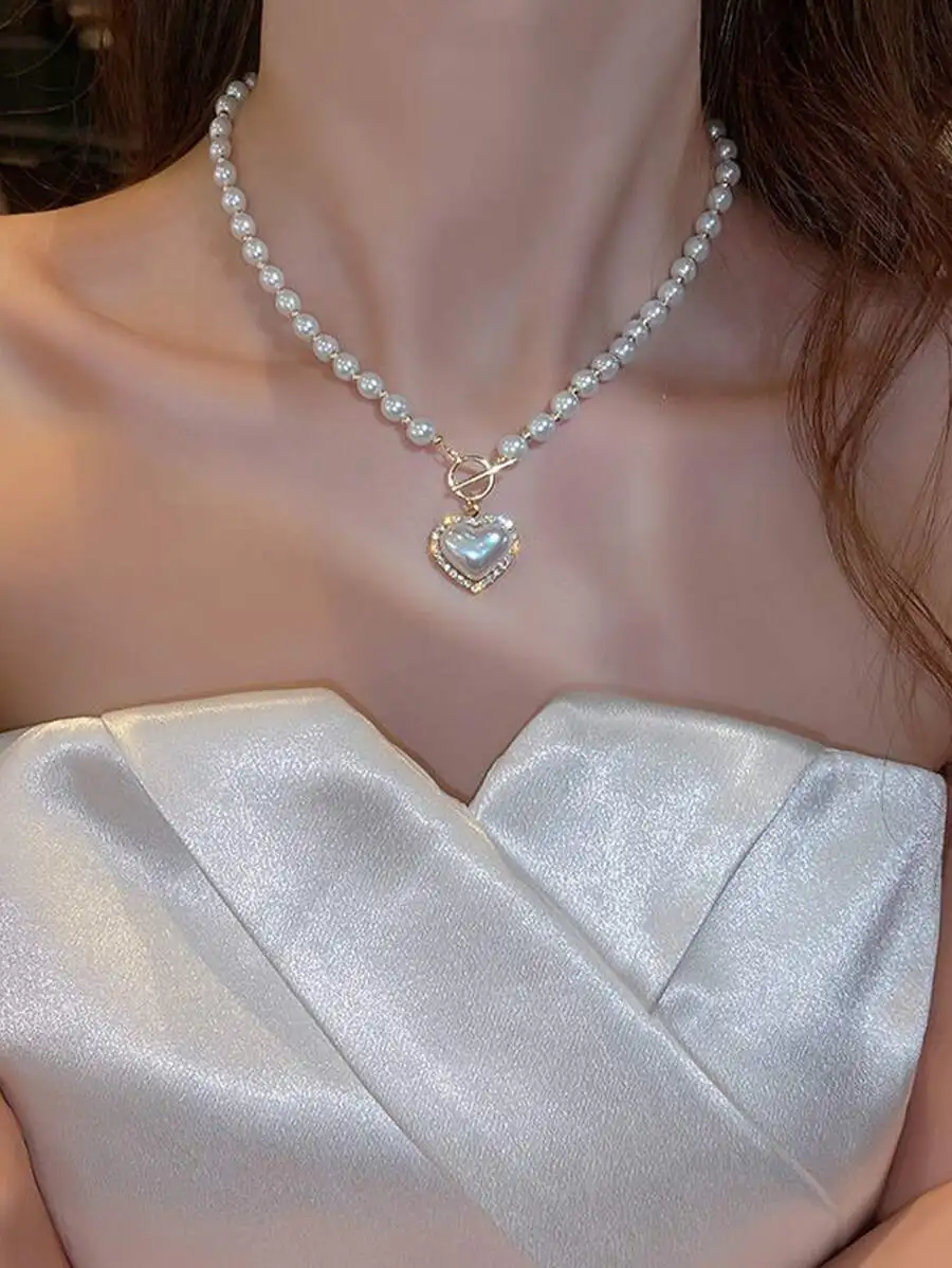 Faux Pearl Heart Pendant Necklace For Women Elegant Jewelry Gift
Faux Pearl Heart Pendant Necklace For Women Elegant Jewelry Gift
