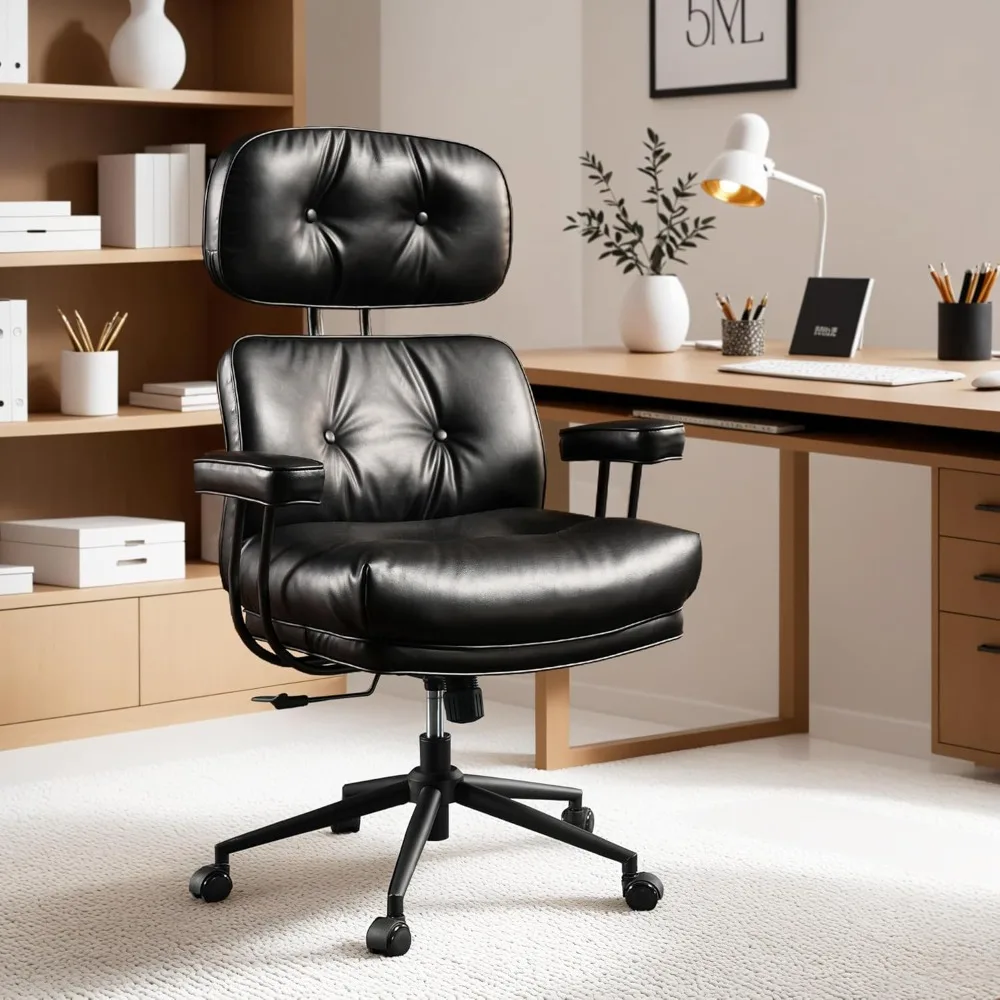 Ergonomic Home Office Chair, Mid-Century Modern Leather Chair with Lumbar Support, High Back Swivel Rolling Executive Chair wit
Ergonomic Home Office Chair, Mid-Century Modern Leather Chair with Lumbar Support, High Back Swivel Rolling Executive Chair wit