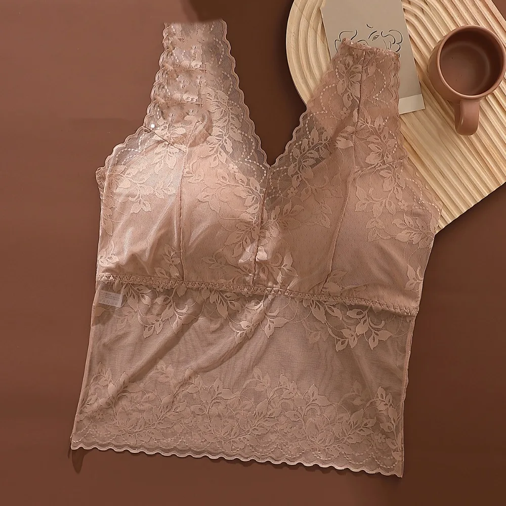 Fashion V Neck Lace Mesh Camisole Slim Fit Transparent Lace Crop Tops Thin Cami Vest with Pads Summer
Fashion V Neck Lace Mesh Camisole Slim Fit Transparent Lace Crop Tops Thin Cami Vest with Pads Summer