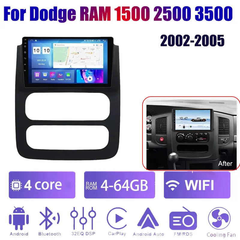 9" Wireless Car Radio For Dodge RAM 1500 2500 3500 2002-2005 Carplay Android Auto TouchScreen Car Stereo with Backup Camera WIFI
9" Wireless Car Radio For Dodge RAM 1500 2500 3500 2002-2005 Carplay Android Auto TouchScreen Car Stereo with Backup Camera WIFI