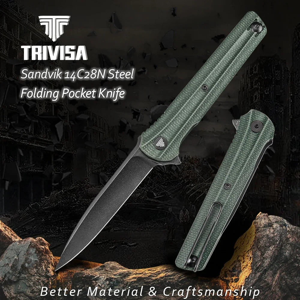 TRIVISA EDC Pocket Folding Knife 14C28N Stainless Steel High-Quality Outdoor Survival Tool for Camping Hunting Hiking Self-Defen
TRIVISA EDC Pocket Folding Knife 14C28N Stainless Steel High-Quality Outdoor Survival Tool for Camping Hunting Hiking Self-Defen