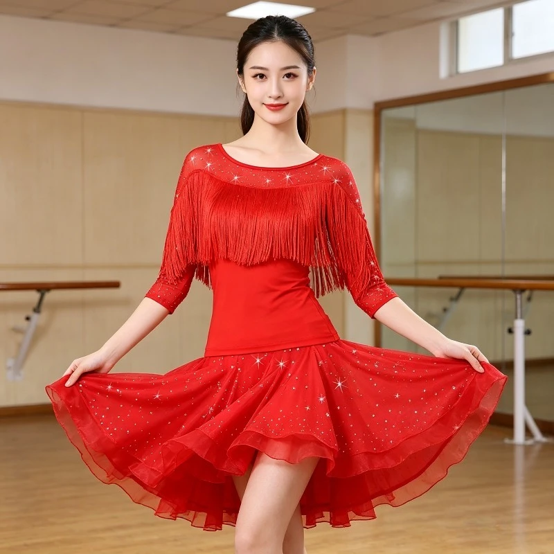 Women Latin Dance Top Fringe Tassel Ballroom ChaCha Samba Competition Practice Dancewear Costume Line Dance Clothing Women Zym
Women Latin Dance Top Fringe Tassel Ballroom ChaCha Samba Competition Practice Dancewear Costume Line Dance Clothing Women Zym