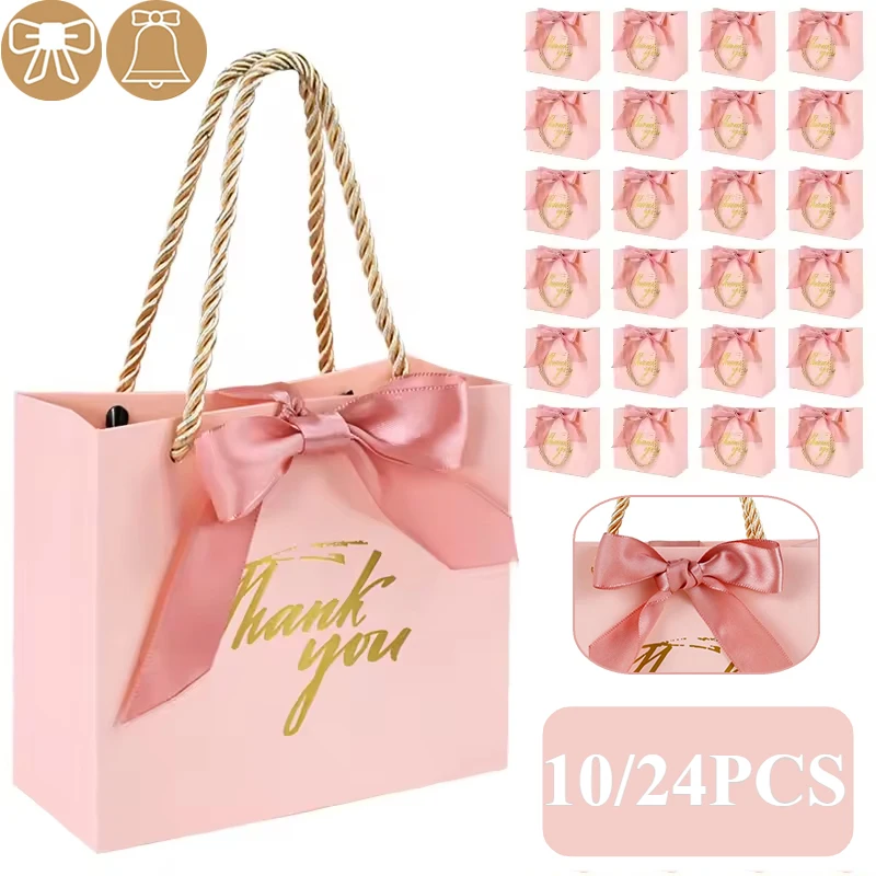 10/24Pcs Small Thank You Gift Bags Reusable Paper Party Bags with Handles Gold Bow Ribbon Mini Pink Party Favor Bag for Birthday
10/24Pcs Small Thank You Gift Bags Reusable Paper Party Bags with Handles Gold Bow Ribbon Mini Pink Party Favor Bag for Birthday