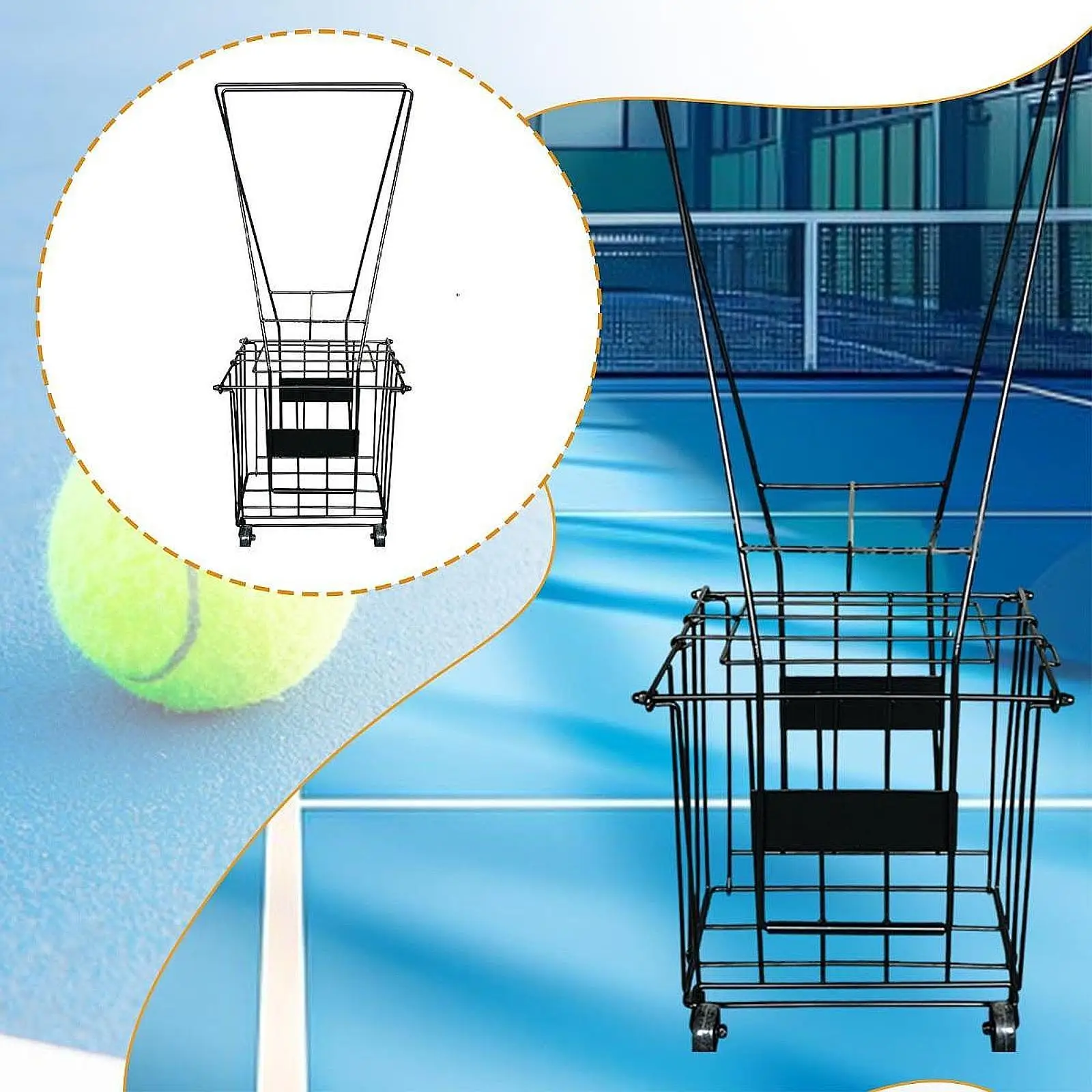 Tennis Ball Basket with Wheels Cage Tennis Ball Retriever Pick up Pickup Container Basket for Outdoor Sports Court Gym Accessory
Tennis Ball Basket with Wheels Cage Tennis Ball Retriever Pick up Pickup Container Basket for Outdoor Sports Court Gym Accessory