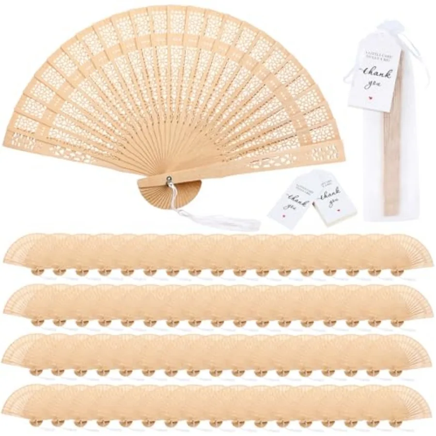 Sandalwood Fans Bulk Wedding Favors, Reliable Solid Wooden Handheld Foldable Fans with Tassels, Organza Bags and DIY Custom Tag
Sandalwood Fans Bulk Wedding Favors, Reliable Solid Wooden Handheld Foldable Fans with Tassels, Organza Bags and DIY Custom Tag