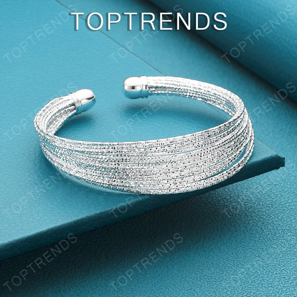 Beautiful 925 Sterling Silver Multi-Line Open Bangle For Women Fashion Elegant Jewelry Birthday Christmas Party Best Gift
Beautiful 925 Sterling Silver Multi-Line Open Bangle For Women Fashion Elegant Jewelry Birthday Christmas Party Best Gift