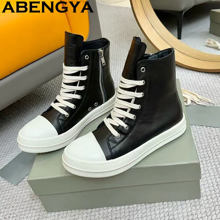 Classics High Top Lace Up Casual Flat Shoes Women 35-45 Plus Size Genuine Leather Sneakers Men Thick Bottom Motorcycle Boots
Classics High Top Lace Up Casual Flat Shoes Women 35-45 Plus Size Genuine Leather Sneakers Men Thick Bottom Motorcycle Boots
