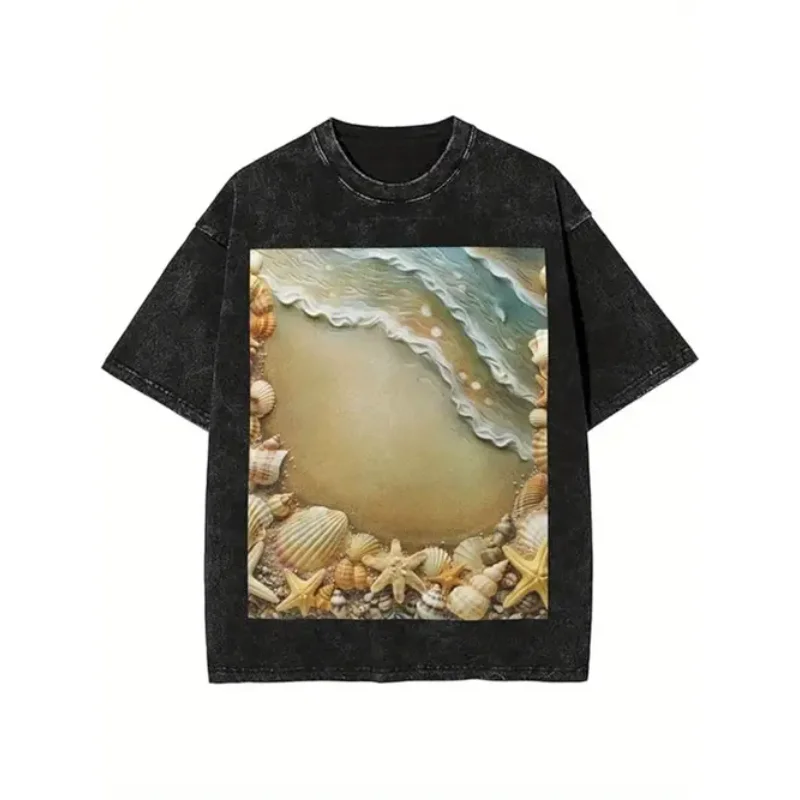BeachShell And Starfish T-Shirt Short Sleeve Crew Neck Top Loose Light Casual Summer Wear -220G Washed T-Shirt
BeachShell And Starfish T-Shirt Short Sleeve Crew Neck Top Loose Light Casual Summer Wear -220G Washed T-Shirt