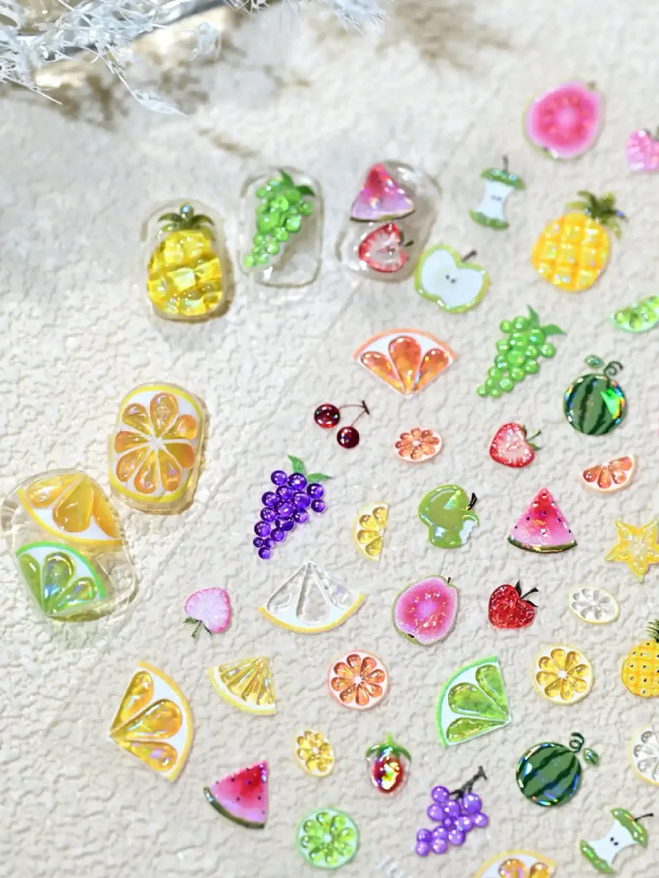 1pc Fruit Party Nail Stickers, 3D Jelly Embossed Nail Stickers, New Grape, Strawberry, Lemon, Nail Stickers, Suitable For DIY Nail Art, Charming Design
1pc Fruit Party Nail Stickers, 3D Jelly Embossed Nail Stickers, New Grape, Strawberry, Lemon, Nail Stickers, Suitable For DIY Nail Art, Charming Design