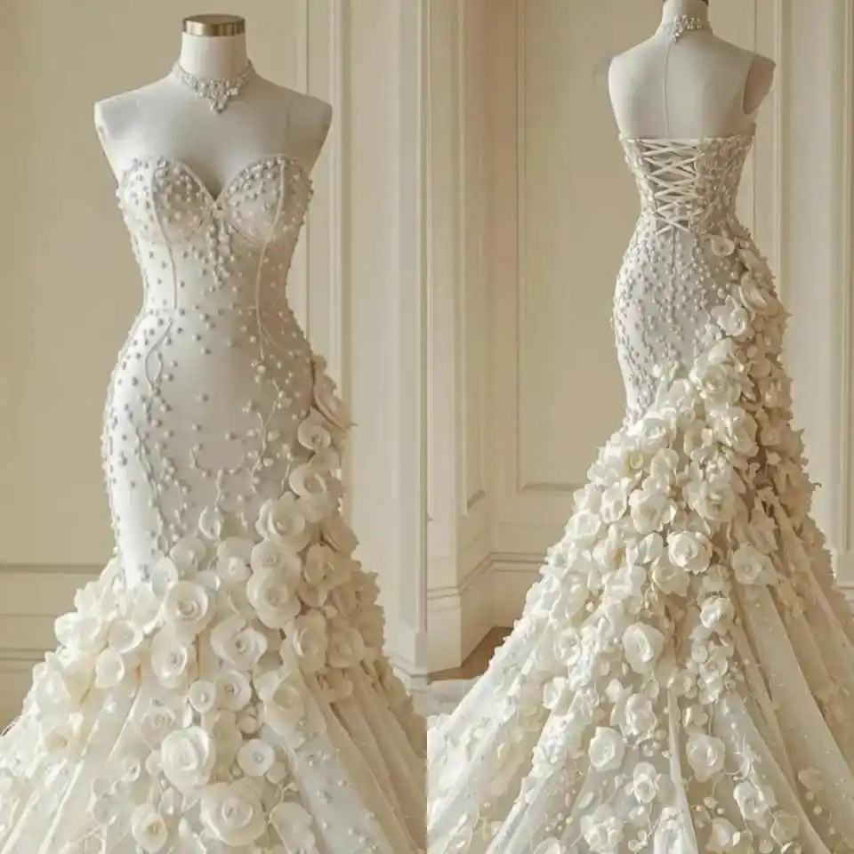 Princess Mermaid Wedding Dresses Sweetheart Neck Sleeveless Bridal Gowns Hand Made Flowers Customized Formal Party
Princess Mermaid Wedding Dresses Sweetheart Neck Sleeveless Bridal Gowns Hand Made Flowers Customized Formal Party