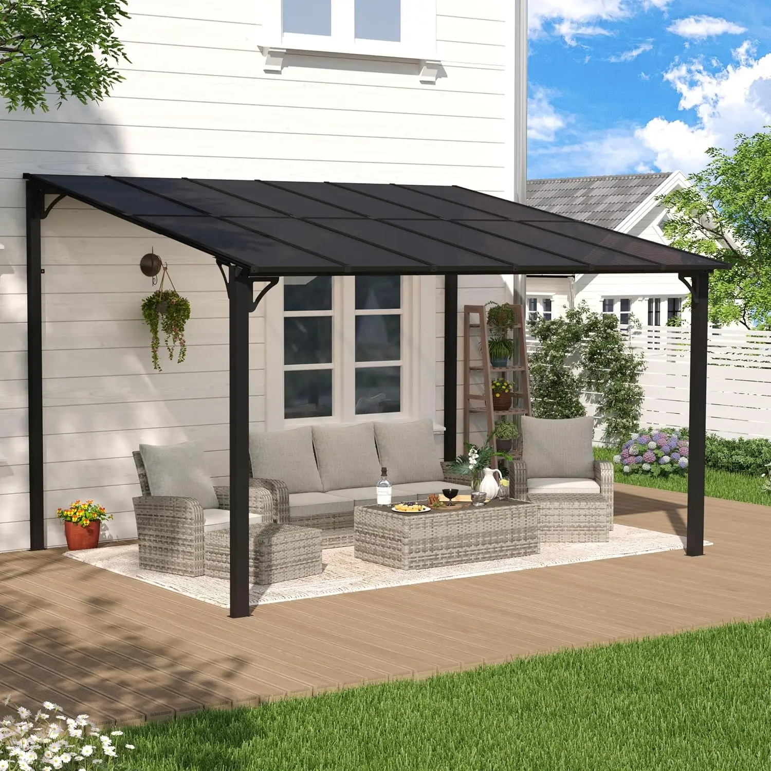 10x12 Patio Gazebo Pergola Sloped Roof Wall-Mounted Heavy Duty Awning Backyard Deck, Customized
10x12 Patio Gazebo Pergola Sloped Roof Wall-Mounted Heavy Duty Awning Backyard Deck, Customized