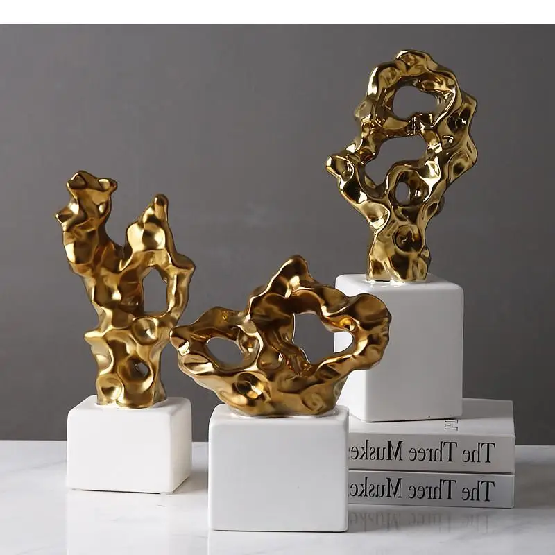 Simplicity Golden Twisted Abstract Ceramic White Base Irregular Decorations Living Room Desk Hotel Home Decoration Ornaments
Simplicity Golden Twisted Abstract Ceramic White Base Irregular Decorations Living Room Desk Hotel Home Decoration Ornaments