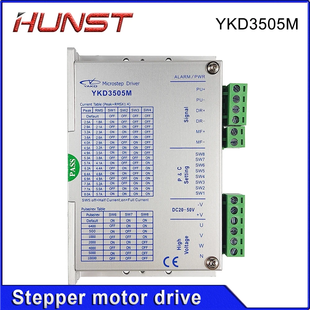 Драйвер шагового двигателя HUNST YAKO YKD3505M для 3-фазных шаговых двигателей 42–86 мм (NEMA 17–34), который ток ниже 5,7 А.
Драйвер шагового двигателя HUNST YAKO YKD3505M для 3-фазных шаговых двигателей 42–86 мм (NEMA 17–34), который ток ниже 5,7 А.