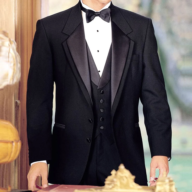 Black Groom Tuxedos for Wedding 3 Piece Smoking Formal Man Suits Slim Fit Male Fashion Jacket with Pants Vest 2021
Black Groom Tuxedos for Wedding 3 Piece Smoking Formal Man Suits Slim Fit Male Fashion Jacket with Pants Vest 2021